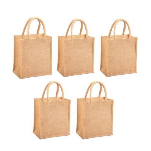 Jute india Jute lunch bag - Jute handbag, lunch bag for office, bags for men, tiffin bag with zip (11×10×6) - Solid Colour (Pack of 5) (B0C5HH36HY) Amazon Price History, Amazon Price Tracker