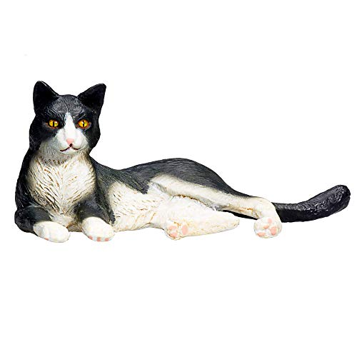 MOJO Cat Lying Black and White Pet Farm Animal Model Toy Figure
