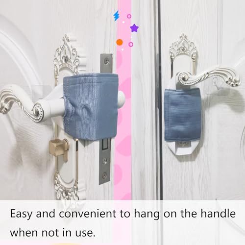 Image of Baby Proof Door Silencer & Cloth Latch Cover, Quiet Close Anti-Slam Pads to Prevent Slamming and Accidental Locking, for Nursery and Toddler Safety (3, Grayish Blue, 4.1 * 3.1 inches)