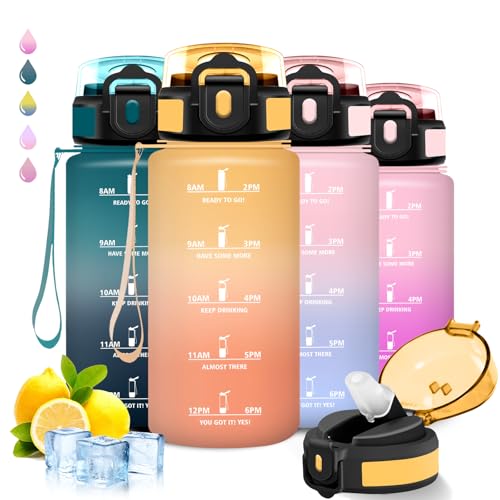 Grsta Gourde, 500ml Gourde Enfant, Bouteille Paille, Anti Fuite, Reutilisable, Facile à Nettoyer, avec Slogan de Motivation, Bouteille d'eau pour École, Voyage, Camping, Sports, Vélo