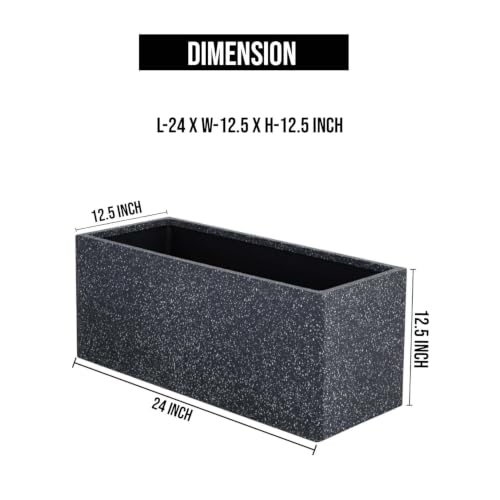 Image of Amazon Brand - Umi Recta R (24X12.5) Inch Rectangle Pots for Planter & Flowers Big Size Gamla - Lightweight, Durable Outdoor & Indoor Planters, Perfect for Balcony & Terrace Gardens (Black)