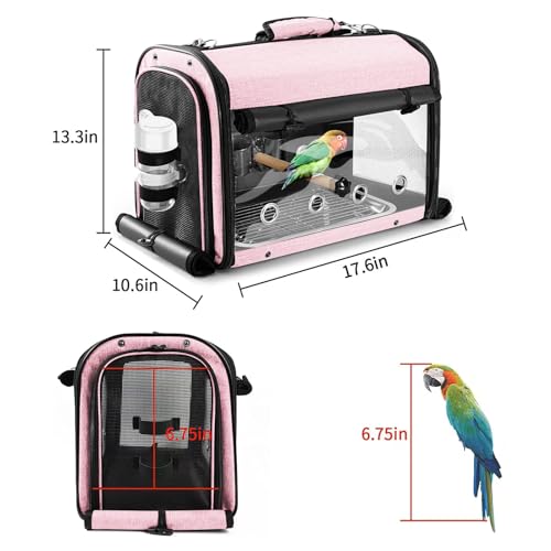 SUERTREE Transportbehälter für Vögel, Vogel Tragetasche Vogel Reisekäfig mit Ständer, Leichter Rucksack für Papagei, tragbare Vogel Reisetasche, Haustier transparente atmungsaktive Reisekäfig