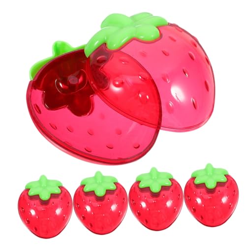 HOUDERCO Cajas De 5 Piezas Caja De Dulces De Fresa Cajas De Golosinas Para Shower Decoración Colgante De Fresa Favores De Fiesta De Fresa Pequeño Plato De Dulces Rojo El Plastico