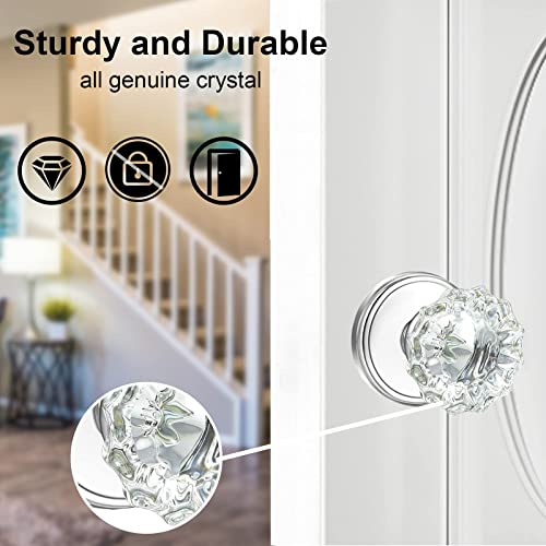 Shiny Handles Crystal Dummy Door Knobs Interior, Glass Dummy Door Knobs For Hall And Closet,Inactive And Non-Locking Function,Polished Chrome (4 Pack ) #TOP2