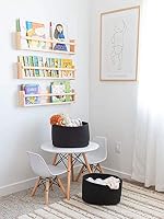 OrganiHaus Aufbewahrungskorb Rechteckig Geflochten, Körbe Aufbewahrung Wohnzimmer, Kinderzimmer, Badezimmer, Deko Korb, Faltbar mit Griffen für Decken & Spielzeug – Schwarz, 37x25x22,5 cm – Ansicht 6