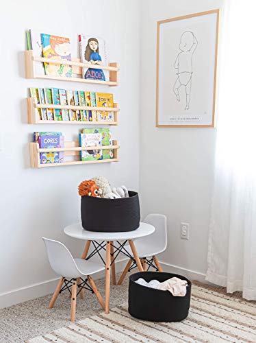 Organihaus Black Baskets For Organizing 3-Pack | For Shelves | Woven | Towel Baskets For Bathroom | Cotton Rope Baskets For Storage | Decorative Storage Baskets #TOP4