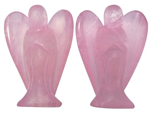 Mina heilende Schutzengel-Figuren in Taschengröße, hergestellt aus hochwertigem Rosenquarz und Edelsteinkristall, die Liebe, Frieden und Heilung repräsentieren, 2er-Set Cover
