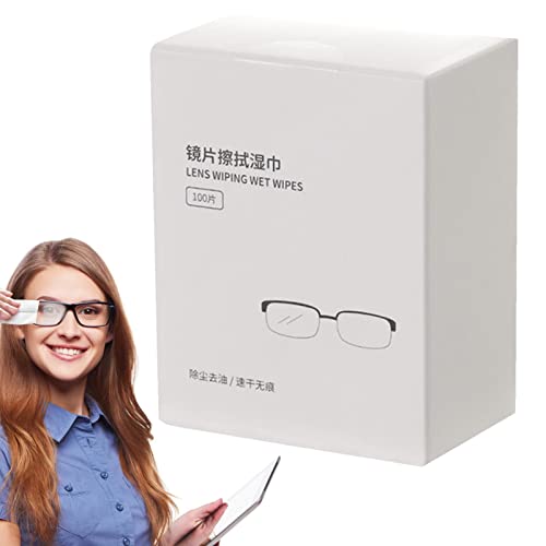 Lenços para limpeza de óculos - 100 lenços umedecidos para lentes embalados individualmente | Tablet