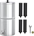 Waterdrop 2.25G Gravity-fed Water Filter System, with 4 Black Carbon Filters and Metal Spigot