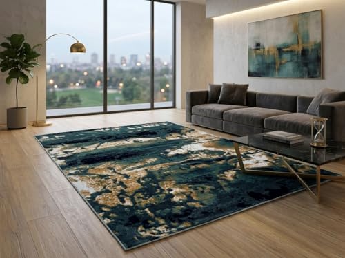 Image of Modern 3x5 Feet (90x150 CM) Silk Touch Carpet for Living Room Bedroom | Washable Anti-Skid | Multicolor Paisley Pattern | Stain-Resistant Floor Rug for Bedroom Drawing Room