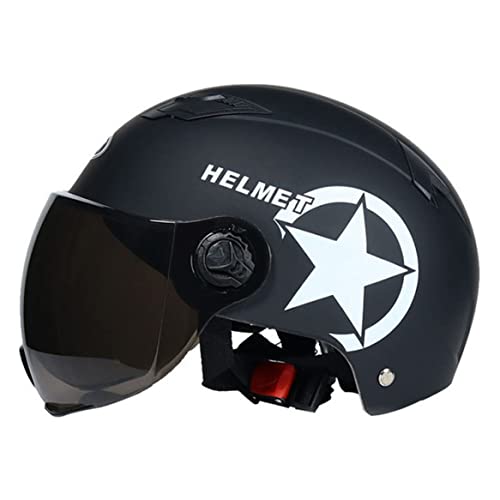 Casque jet, Casque de scooter de casque de moto Adult Harley Harley, Half de moto Casque d'accueil d'un casque de jet de crash avec visière pour scooter électrique noir