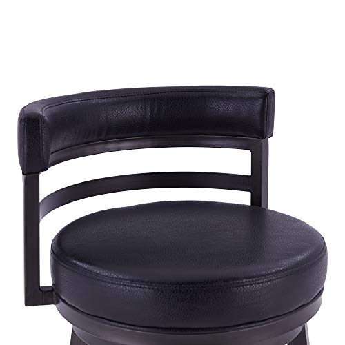 Butaco Giratorio Armen Living Titana 26" de Altura de Mostrador en Metal con Asiento Negro de Cuero Sintético y Acabado Mineral miniatura 6