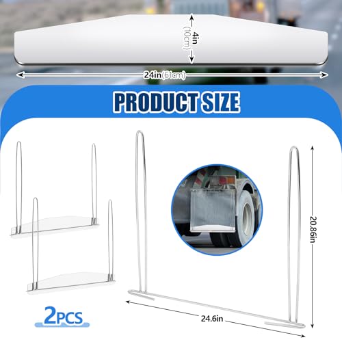 Image of MorningRo 2 Set Mud Flap Weights & Anti-sail Brackets for Semi Trucks, Included 2 Pcs 4 inch x 24 inch Stainless Steel Weights with Backing Plate Mirrored and 2 Pcs 21 inchx24 inch Brackets, Easy to Install