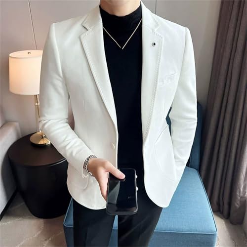 Men's Suit Coat Slim Fit Deerskin Velvet Elegant Blazers Coat Business Casual Wedding Suit3