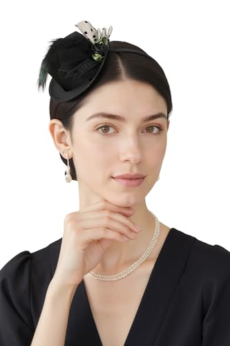BABEYOND Mini Tea Party Hats - Fascinators for Women Derby Top Hat Tulle Feather Kentucky 1920s Fascinator for Costume Party