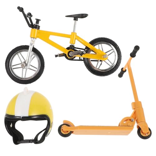 Lurrose 1 Set Miniature Bicycle Scooter Set Model Helmet Mini Finger Bike Toy Micro Landscape...
