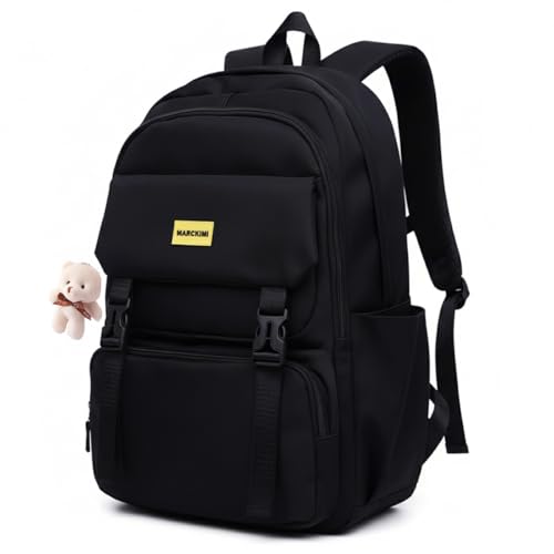 Mochila Bolsa Impermeável Jovem Escolar Elegante Academia Faculdade Viagem Trabalho Treino Unissex Leve Casual Fashion Unissex (Preto)