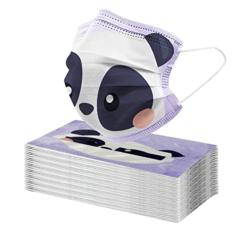 JINGYUA 50 Stück Kinder Mundschutz Maske Einweg Panda motiv Mund und Nasenschutz Bunt Mund-Nasen-Bedeckung Atmungsaktiv Cute schutzmaske Mund_Tücher Halstuch für Jungen Mädchen Cover