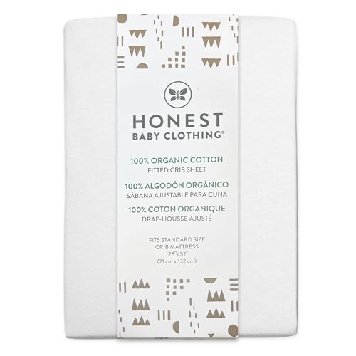HonestBaby unisex-baby Fitted Crib Sheets Set Standard Mattress, 100% Organic Cotton Baby Boys, Girls, Neutral, 1 Pack - Love Dot, One Size2