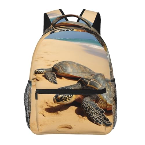 Sac à dos de voyage noir avec motif tortues sur la plage grand format étanche taille unique