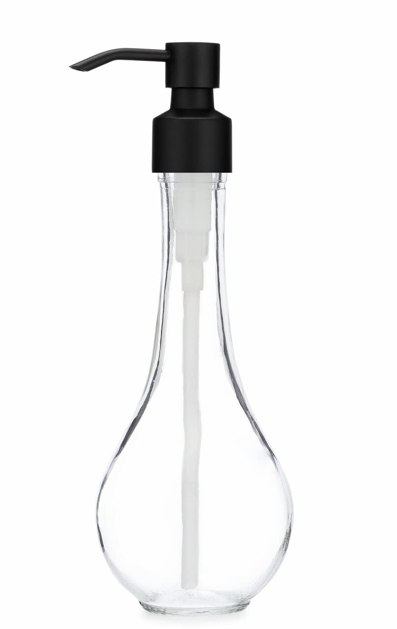 Rail19 Rain Drop Glass Soap Dispenser with Metal Pump, 8oz (Cali Black)