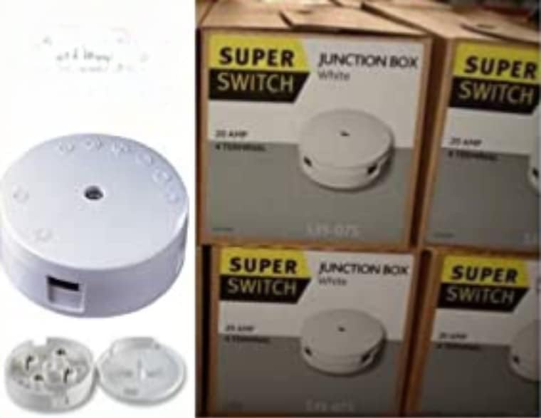 5x 4 Way Heavy Duty Junction Box 20 Amp White Blister 10A Electrical Connector Centre 5A Lighting Wiring Jointing Connecting Cable Terminal Block Boxes With Selective Entries