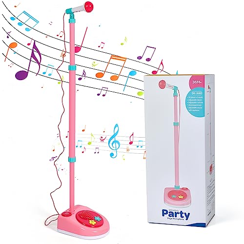 Litaonner Kids Adjustable Standing Microphone Karaoke Machine with Stand for Singing, Toddler Musical Toy Birthday Present, 36M+ by Litaonner - Used condition - US$12.80