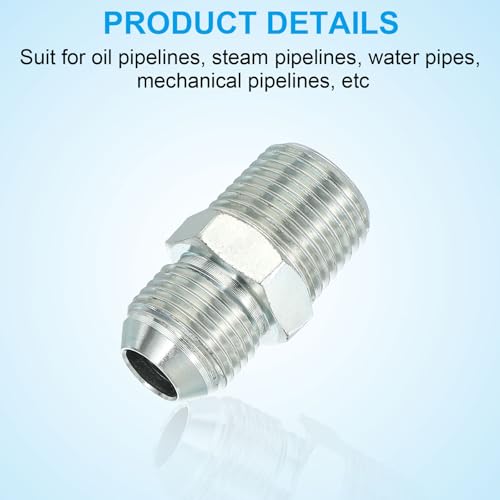 Image of PATIKIL Pipe Adapter Connector 3 /4 inch Male 74 Flare JIC x 1 /2 inch Male R Pipe Fitting Oil Feed Restrictor Fitting Hydraulic Connector for Oil Steam Water Pipelines System