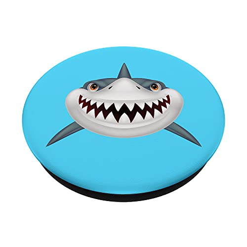 Haifisch-Frontgesicht mit Teufelslächern für Halloween-Kostüm PopSockets mit austauschbarem PopGrip