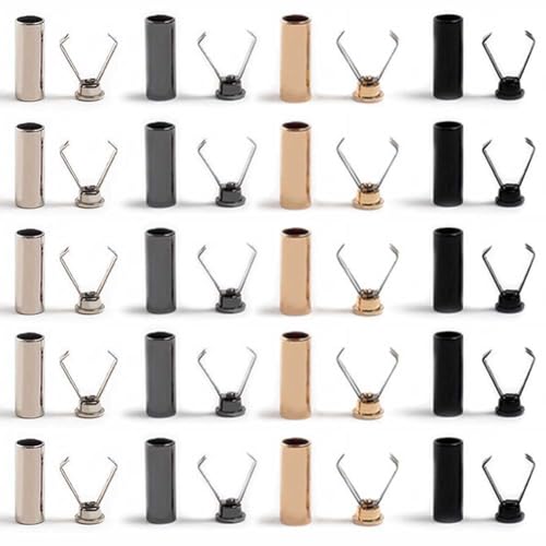 Teensery 40 Sets 4 Colors Shoelace Tips Shoelace Heads Metal Aglets Replacement Tips Cylindrical Shoestring Cords Ends for DIY Repairing Shoelace