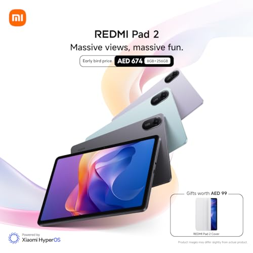 Tablet Xiaomi Redmi Pad 2 8GB de Ram 256GB de Armazenamento Bundle with Cover Graphite Gray (acompanha capa e carregador)
