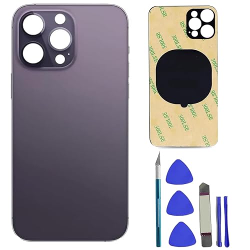 14 Pro Back Glass Replacement for iPhone 14 Pro Rear Back Glass,Compatible with iPhone 14 Pro with Pre-Installed Adhesive + Reparing Toolkit(Deep Purple)