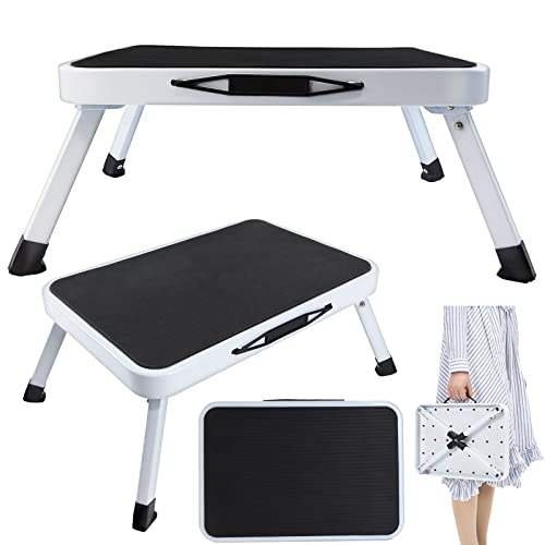 Marchepied 1 marches - Marchepied pliant - Pour camping - Pliable - Anti-dérapant - Petit - Compact - Pliable - En métal - Acier - Hauteur : 18 cm - Charge maximale : 150 kg Cover