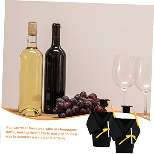 Mini chapeaux de graduation pour bouteille de vin : 20 ensembles festifs pour table de diplôme. - 7