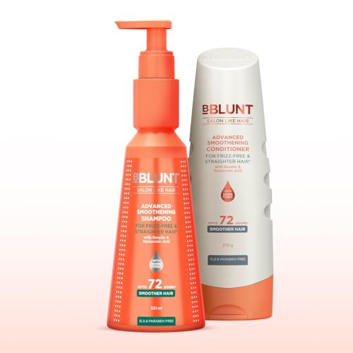 Image of Bblunt Advanced Smoothening Duo | Smoother Hair for Upto 72 Hours* | Gently Cleanses | Makes Hair Frizz-Free & Straighter | Deeply Nourishes | Adds Spectacular Shine | For Men & Women | 300 ml + 250 g