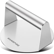 Rainspire Upgraded 304 Stainless Steel Smash Burger Press 5.5 inch Burger Smasher Hamburger Smasher Tool for Griddle, Perfect for BBQ Grill Cooking Gifts for Chef, Silver
