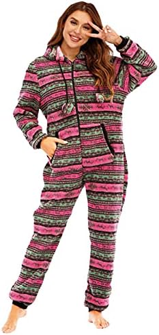 GDKKBIN Pyjamas For Women Uk Women'S Jumpsuit Romper Fleece Jumpsuit Onesie Pyjamas Tracksuit Suit Fluffy Full Body Suit Leisure Suit With Hood And Zip Pyjama Shorts, Gifts For Mens 8-12