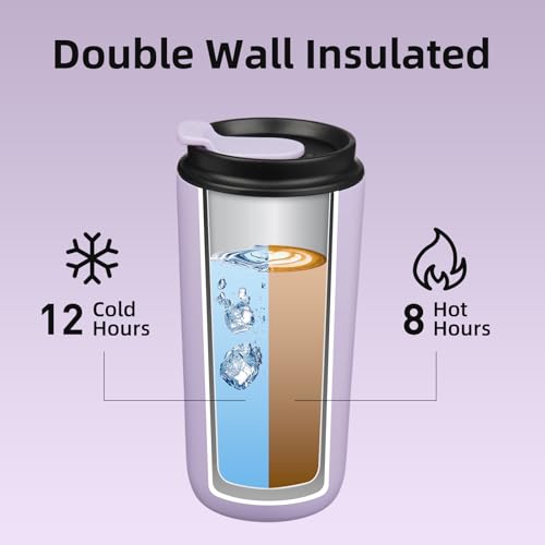 Image of BJPKPK 3 Pack 16oz Insulated Coffee Mug, Stainless Steel Tumbler, Leakproof