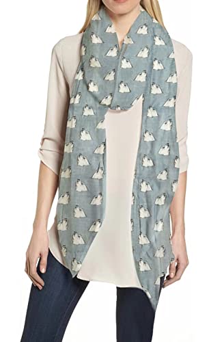 Lina & Lily Maltese Dog Print Womens Scarf Shawl Wrap Lightweight (Light Blue)