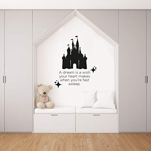 Vinilo decorativo de pared con frase y castillo 40x40 pulgadas