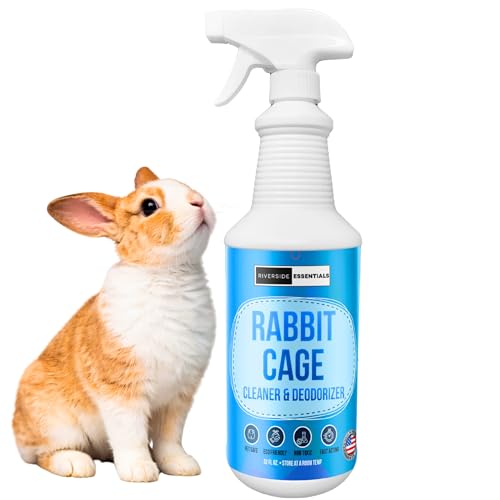 Riverside Essentials 32oz Rabbit Cage Cleaner & Deodorizer Spray - Safe & Effective Odor Eliminator for Small Animal Cages - Non-Toxic & Pet Safe Friendly Formula - Made in the USA