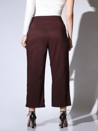 Image of Leriya Fashion Women's Ankle Fit High Rise Trousers High-Waisted Pant| Korean Trousers