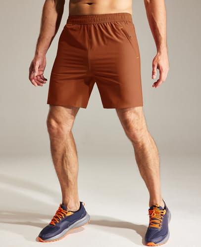 Image of MIER Men's Quick Dry Running Shorts with Zipper Pocket Elastic Waist Athletic Workout Exercise Shorts