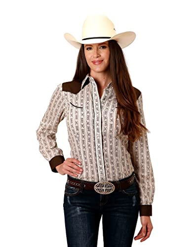 Brown Wallpaper Stripe Long Sleeve Western Shirt by Roper Apparel