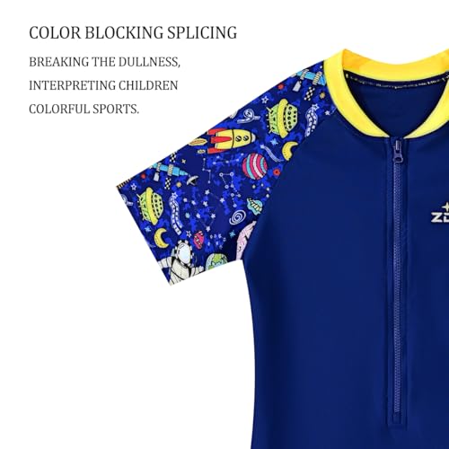 Image of karrack Girls and Boys One Piece Rash Guard Swimsuit Kid Water Sport Short Swimsuit UPF 50+ Sun Protection Bathing Suits