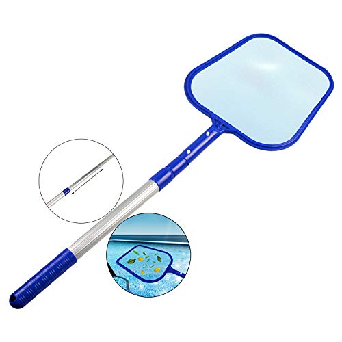 WOLLGORD Pool Skimmer Net with Pole, Pool Skimmer, Pool Net, Fine Mesh with 17.5-40 Inch Telescopic Pole Leaf Skimmer Mesh Rake Net for Hot Tub Spa Pond Swimming Pool, Pool Cleaner
