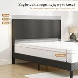 COSTWAY Łóżko tapicerowane ze stelażem, rama łóżka z zagłówkiem o regulowanej wysokości, wysokość 30 cm, rama łóżka bez materaca, w kolorze szarym aksamitnym (140 x 200 cm)
