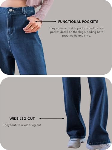 Image of GRECIILOOKS Baggy Jeans for Women | High Waist Wide Leg Stylish for Girls Trendy Women's Pant | Loose Jean for Women's | Jean for Womens