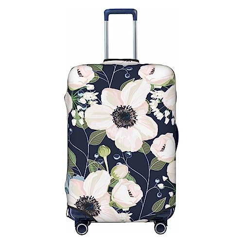 Floral Flowers Blue Luggage Cover TSA Approved Stylish Dust and Scratch Resistant Luggage Case Protector Washable Elasticated Luggage Covers for Kids and Adults