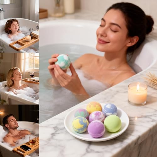 Bath Bomb Gift Set for Women, 8 Pcs Bath Bombs for Girls, Natural Bubble Bathbombs with Essential Oils, Self Care Gifts, Relaxation Spa Gift Basket,Birthday, Mothers Day Gifts for Mom, Wife, - Image 5